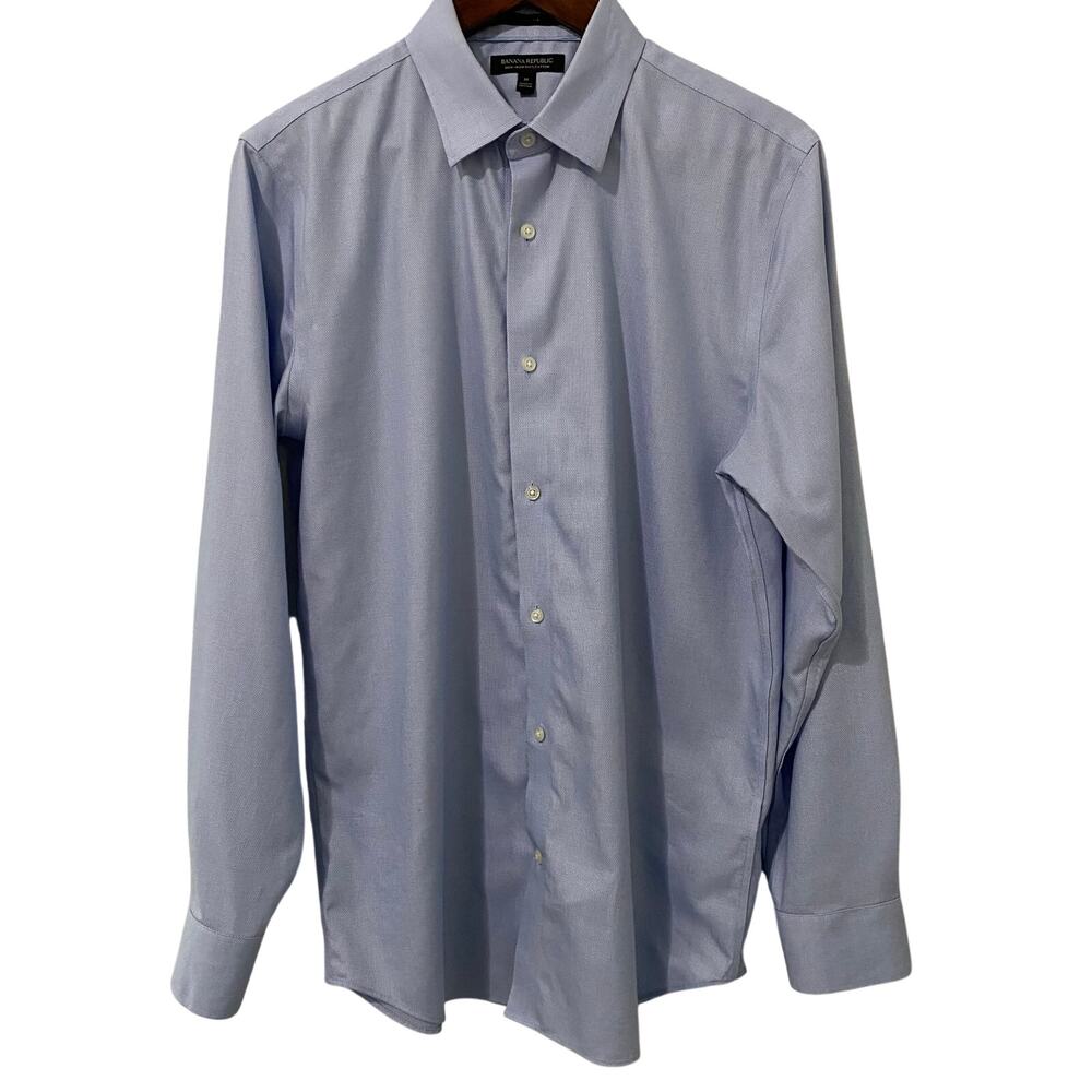 Banana Republic Slim Fit Dress Shirt Mens M Light Blue Button Down